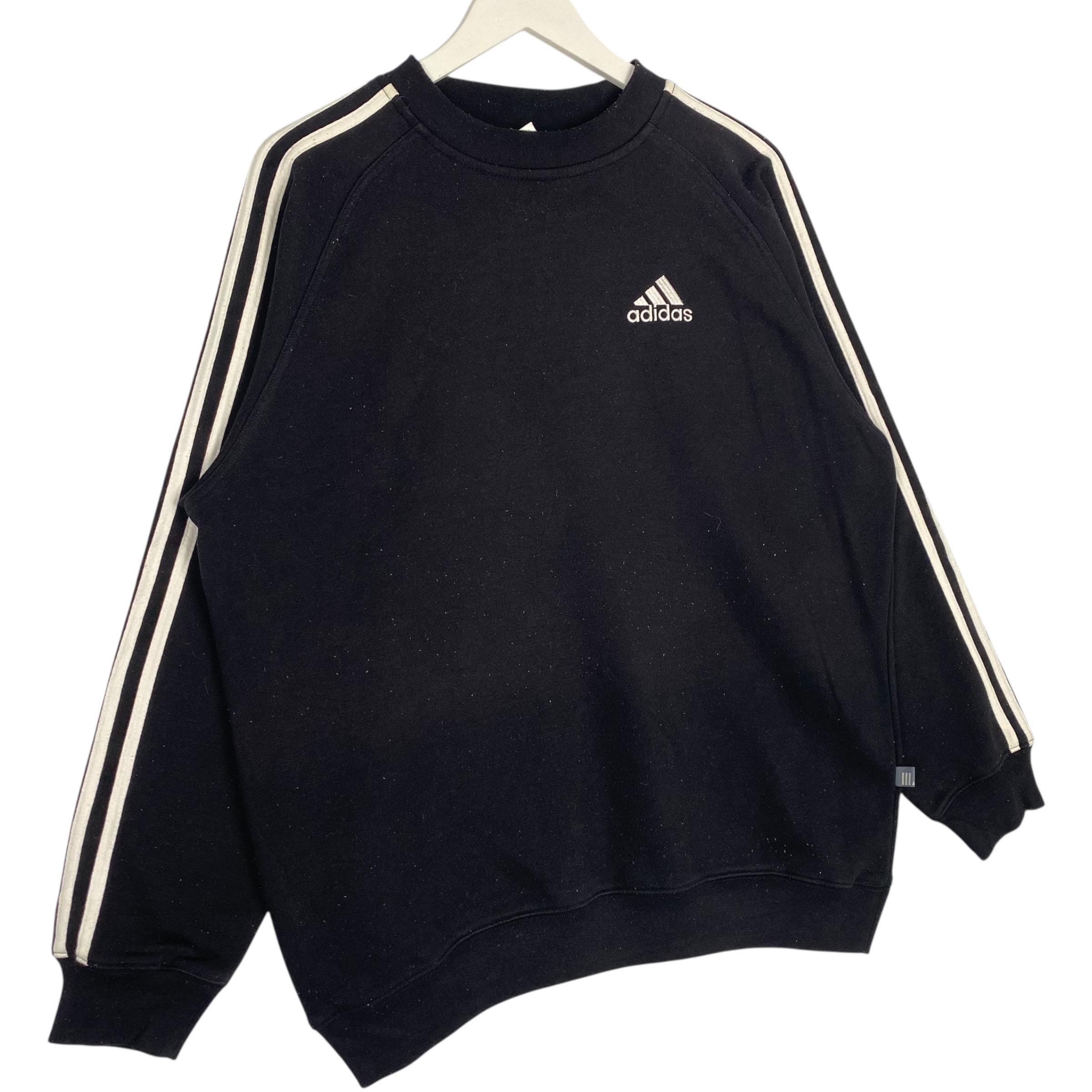 Vintage 90s Adidas Sweatshirt Crewneck Black Pullover Jumper Size 