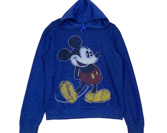 Vintage Disney Mickey Mouse hoodie blauwe trui trui maat S