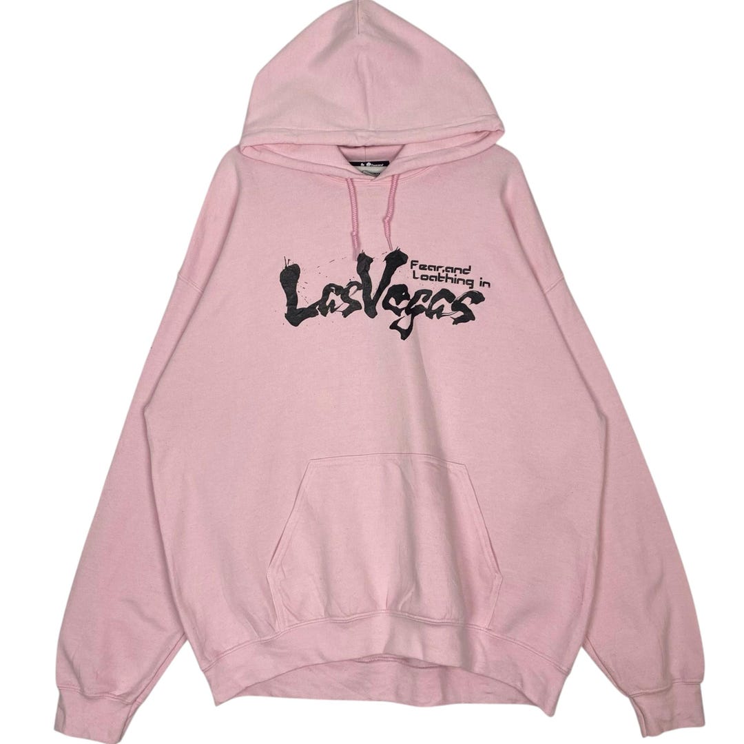 Vintage スウェット vegas las in loathing and Fear, Fear Logo Big Pink - Hoodie Vegas Las in Loathing and ミュージシャン