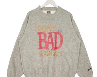 Vintage Bad Boy Sweatshirt Crewneck Big Logo Embroidery Pullover Jumper Size L
