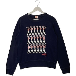 Vintage Where's Wally Sweatshirt Rund hals Marinblå Pullover Tröja Storlek S