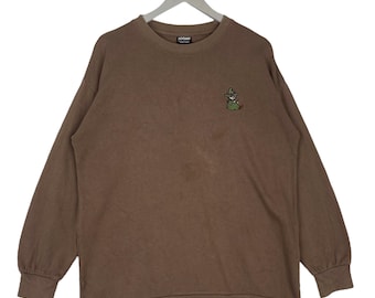 Vintage Moomin Sweatshirt Crewneck Big Logo Brown Pullover Jumper Size M