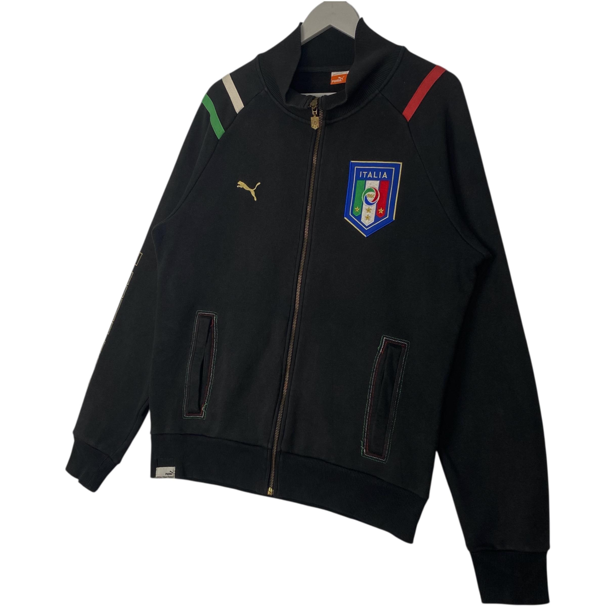 Vintage Puma Italy Teams Full Zip Sweater Black Pullover Jumper