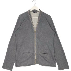 Vintage Japanese Brand Beams Full Zip Cardigan Sweater Grey Pullover Jumper Size L