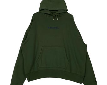 Vintage Kangol Embroidered Hoodie Green Pullover Jumper Size M