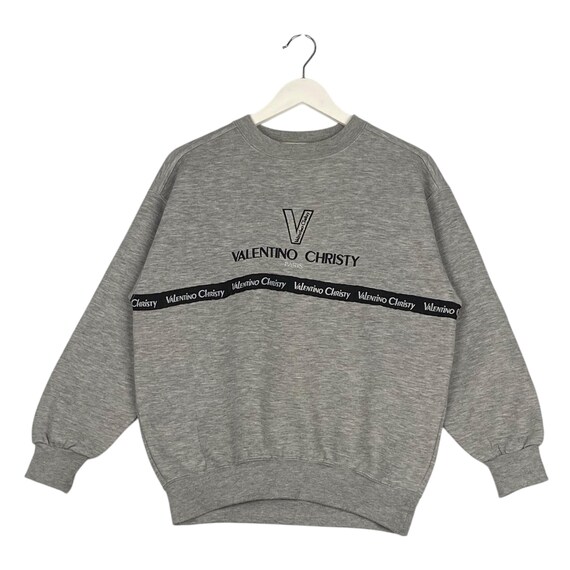 Vintage Valentino Christy Embroidered Crewneck Sweatshirt Gray