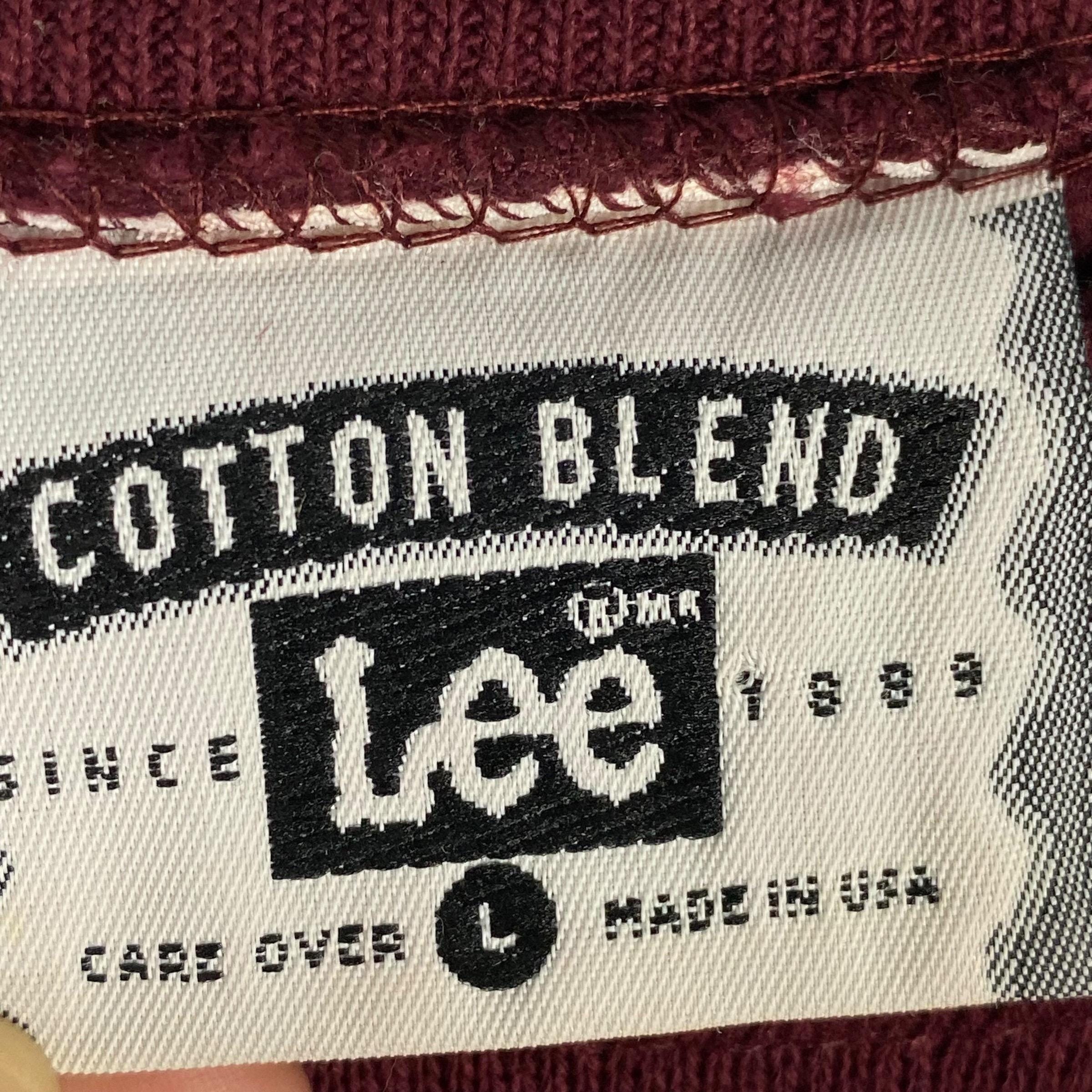 Vintage Lee Printed Crewneck Sweatshirt Maroon Pullover Jumper 