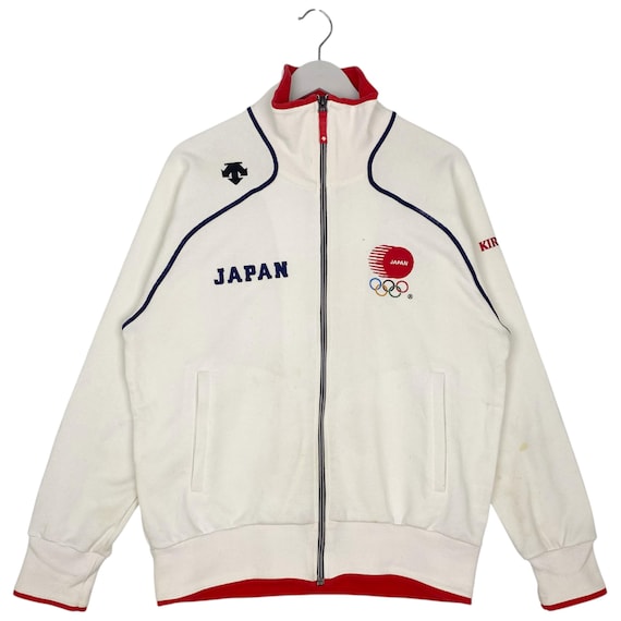 Vintage Descente Golf Japan Full Zip White Pullover Jumper Size M