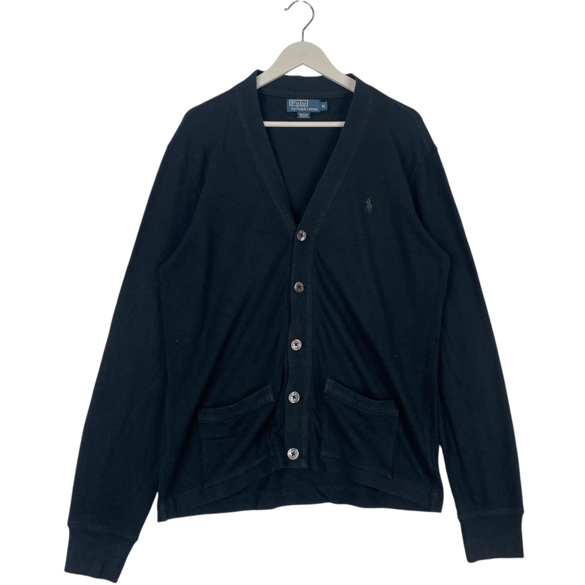 Vintage Ralph Lauren Polo Cardigan: Embroidered Black Pullover