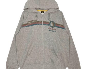 Sudadera con capucha y diseño de surf vintage T&C, color gris, talla L