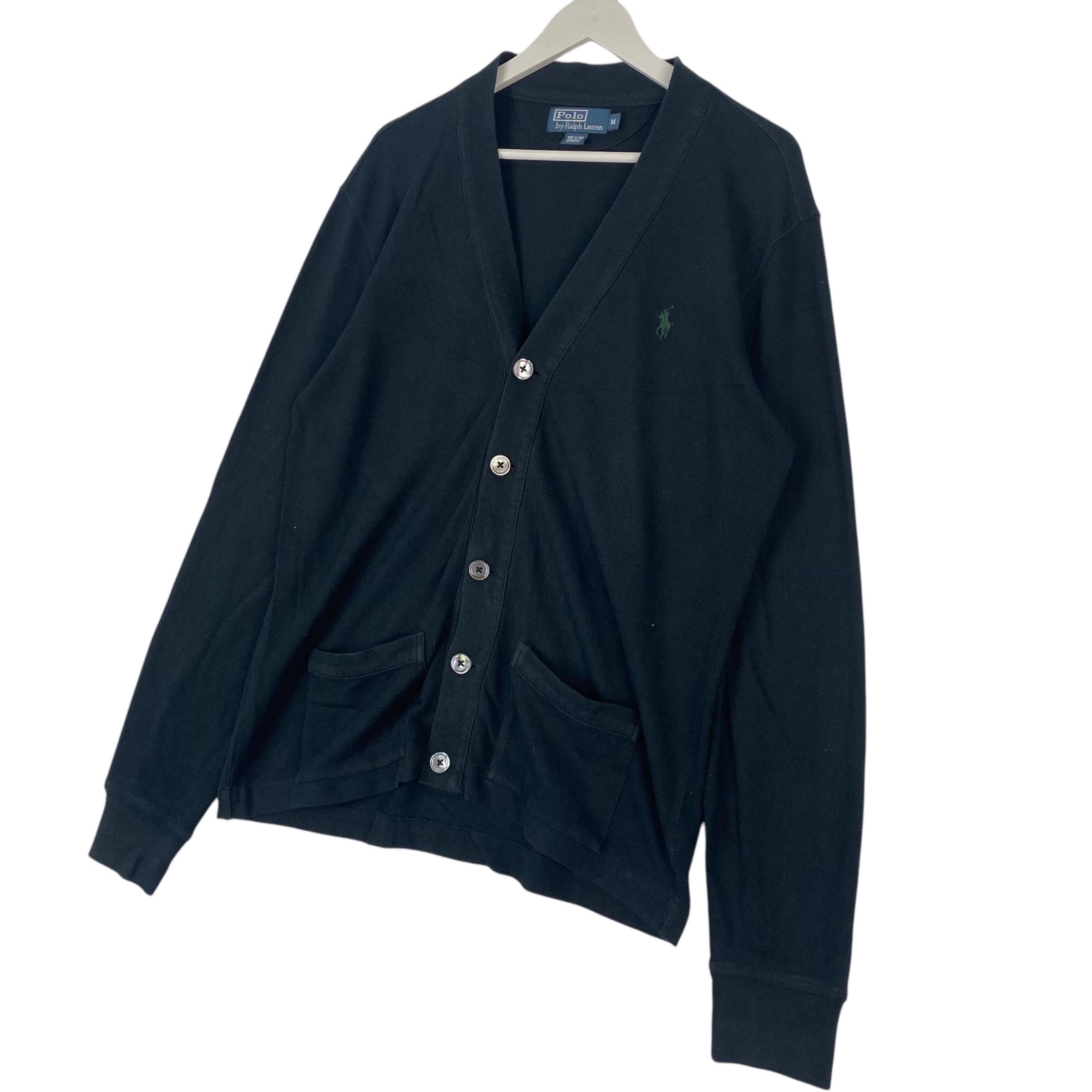 ポニー無し 黒 90s Polo by RalphLauren cardigan Vintage Ralph Lauren Polo Cardigan: Embroidered Black Pullover