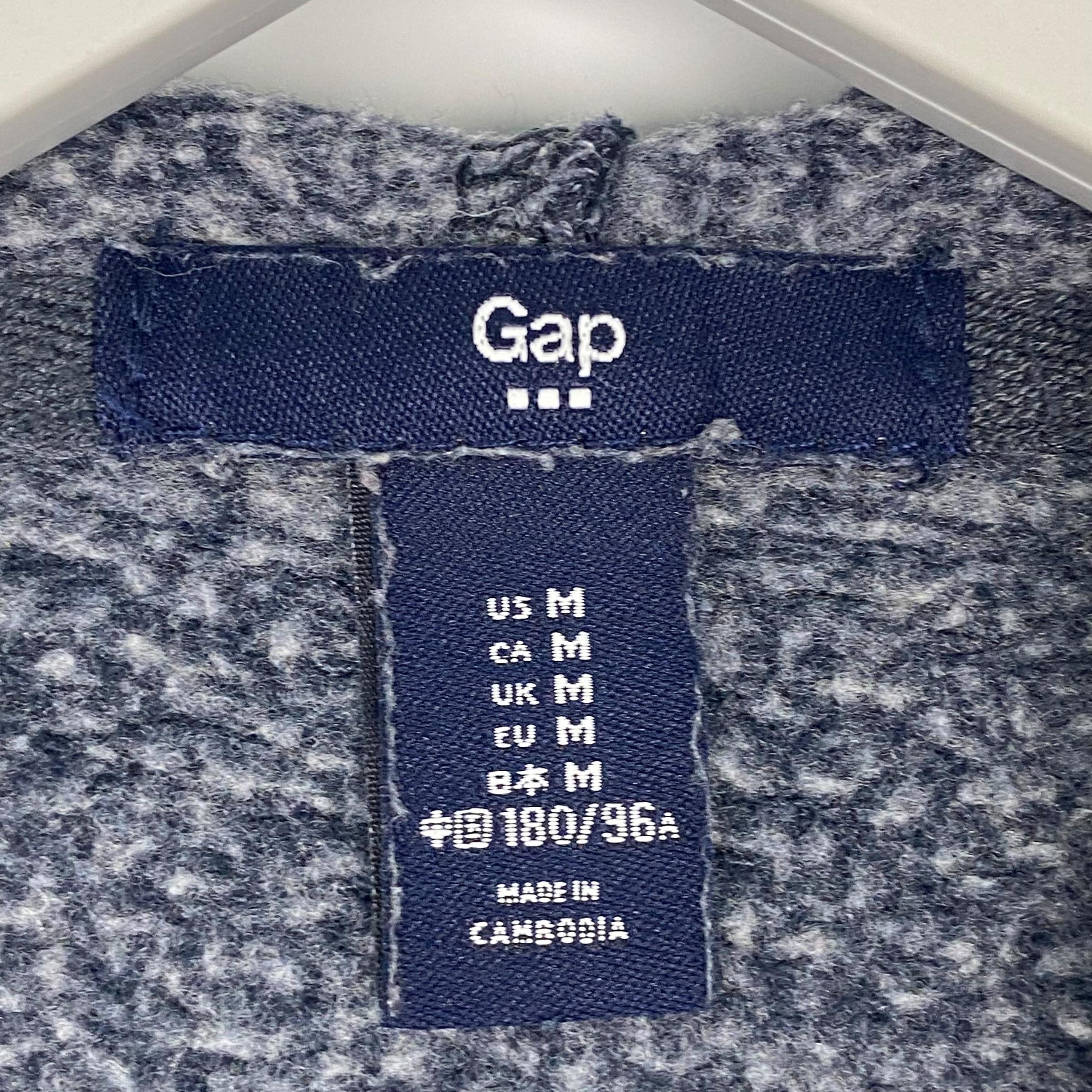 Vintage GAP Embroidered Logo Pullover Hoodie Sweatshirt Navy Blue 