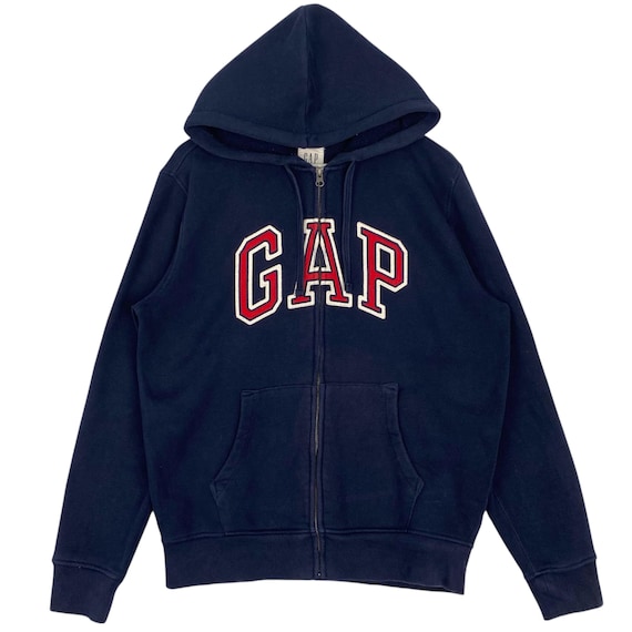Vintage GAP Hoodie Full Zip Big Logo Embroidered Navyblue Pullover