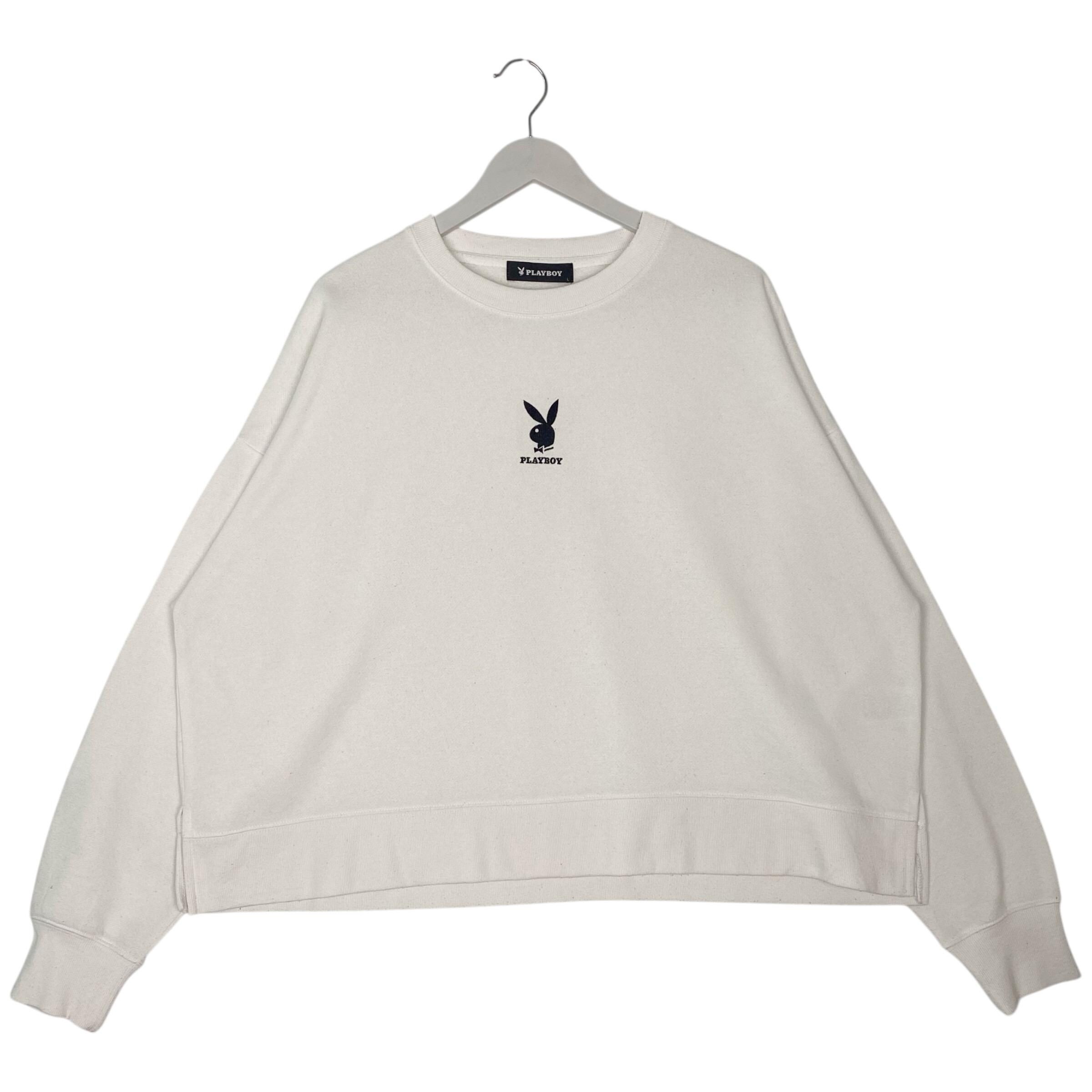 Sweat Playboy Vintage Gris Taille M – Capuche Zippée, Brodé, Années 90