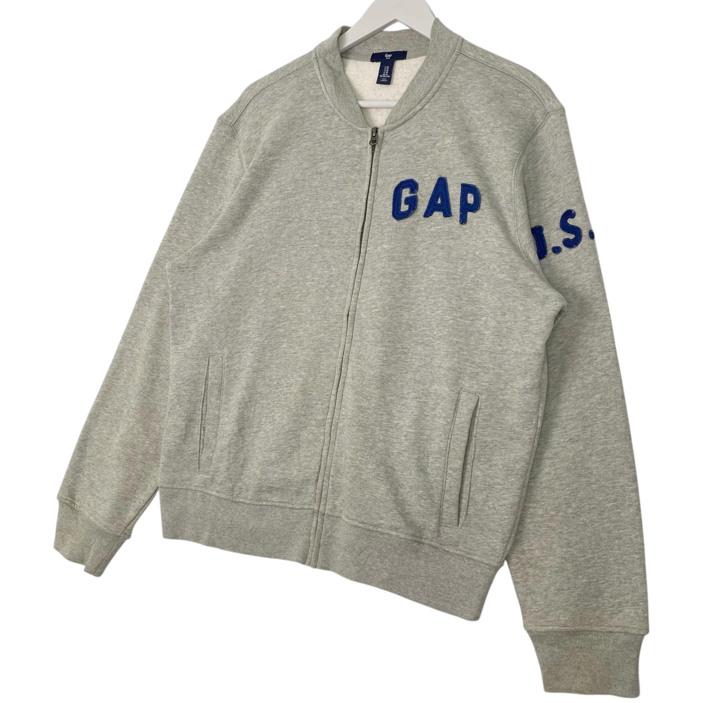 Vintage GAP Full Zip Sweatshirt Varsity Grey Pullover Jumper Size