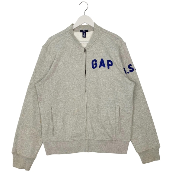 Vintage GAP Full Zip Sweatshirt Varsity Grey Pullover Jumper Size