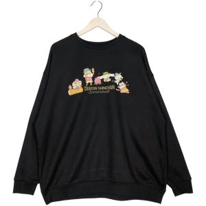 ヴィンテージ クレヨンしんちゃん スウェットシャツ クルーネック ブラック プルオーバー ジャンパー サイズ XL
