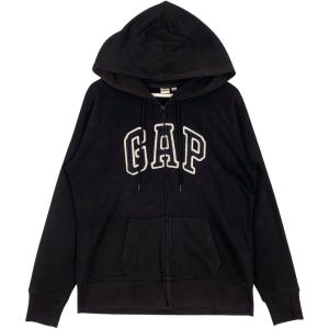 Vintage GAP Full Zipper Hoodie Sweater Black Big Logo Pullover Jumper Size L