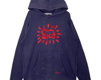 Sudadera con capucha vintage de Keith Haring Uniqlo, color descolorido, talla L