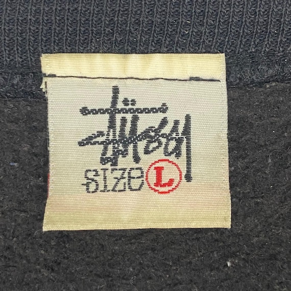 Vintage 90s Stussy Sweatshirt Crewneck Black Big Logo Made in