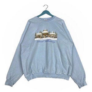 Vintage Colonial Williamsburg Crewneck Sweatshirt Blue Pullover Jumper Size XL