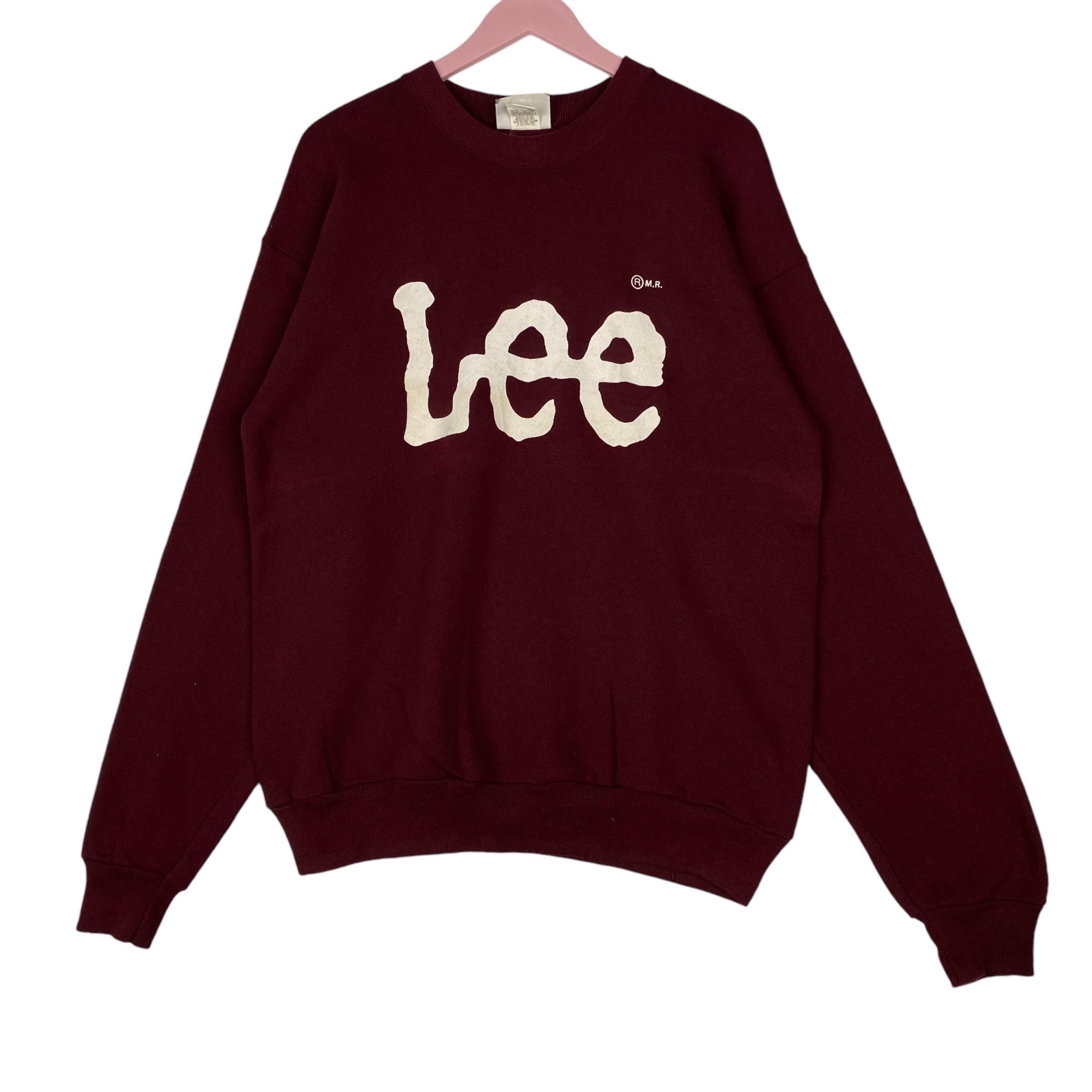 Vintage Lee Printed Crewneck Sweatshirt Maroon Pullover Jumper 