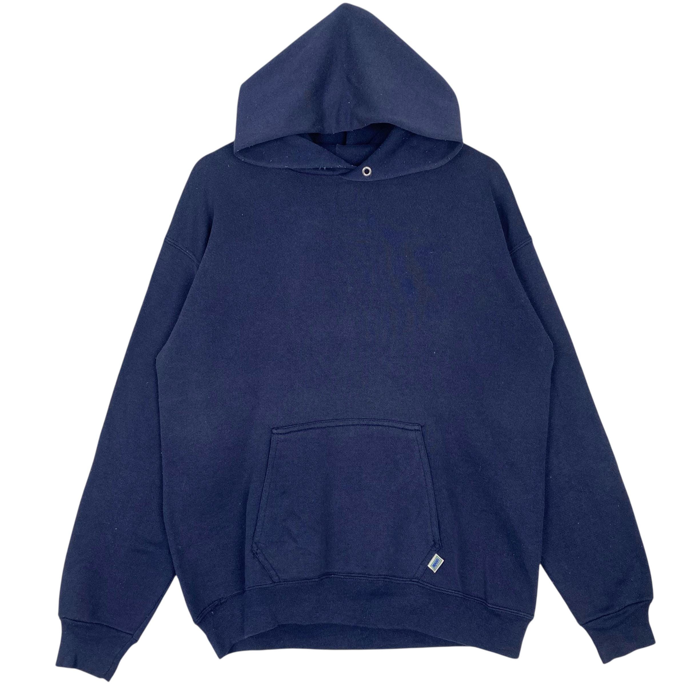 Vintage Discus Athletic Hoodie Big Printed Navy Blue Pullover