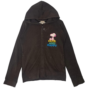 Vintage Peanuts Printed Hoodie Sweater Black Pullover Jumper Size L