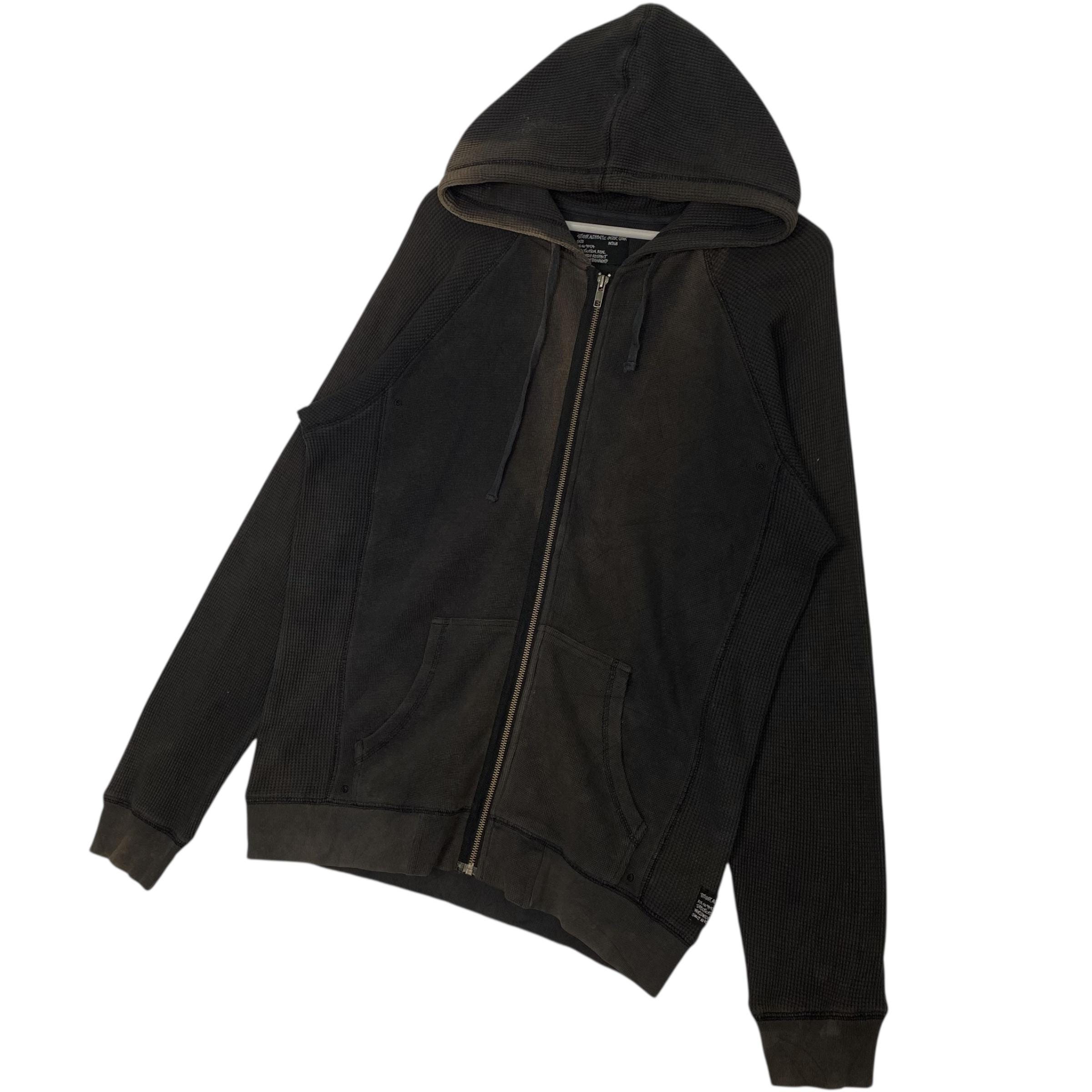 Vintage Stussy Waffle Cotton Hoodie Full Zip Sun Faded Black