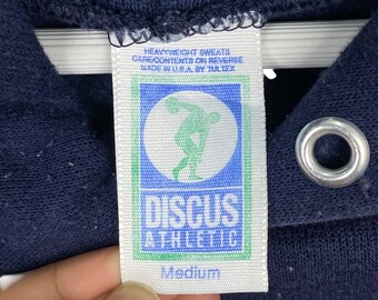 Vintage Discus Athletic Hoodie Big Printed Navy Blue Pullover