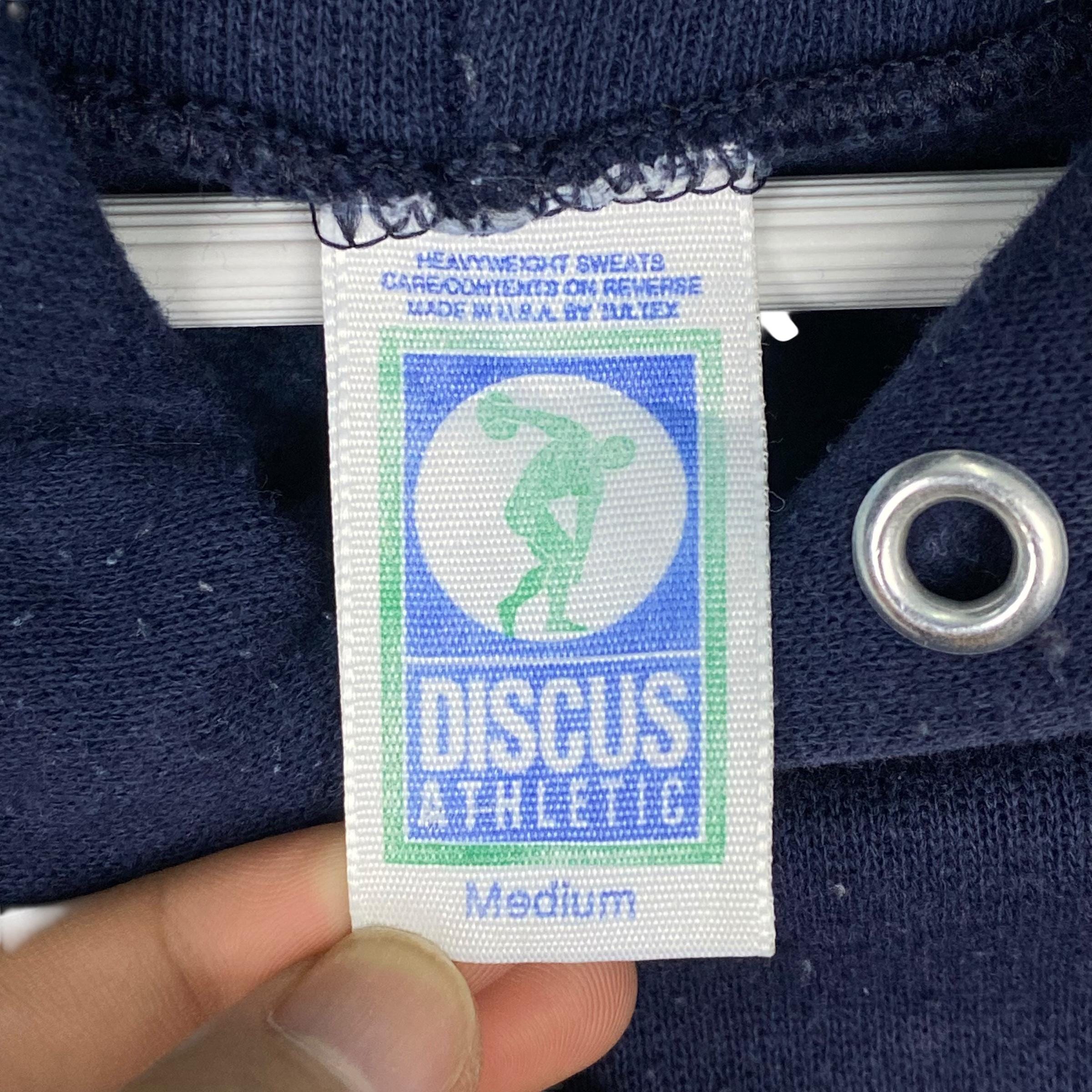 Vintage Discus Athletic Hoodie Big Printed Navy Blue Pullover