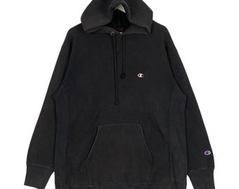 Vintage 90s Champion Black Embroidered Spell Out Hoodie Size Small Vintage 90s Champion Black Embroidered Spell Out Hoodie Size Small
