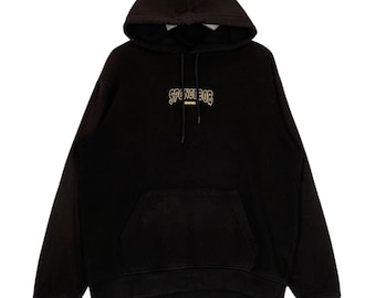 Vintage Bob Esponja Moletom Com Capuz Logotipo Grande Estampado Suéter Preto Pulôver Jumper Tamanho L