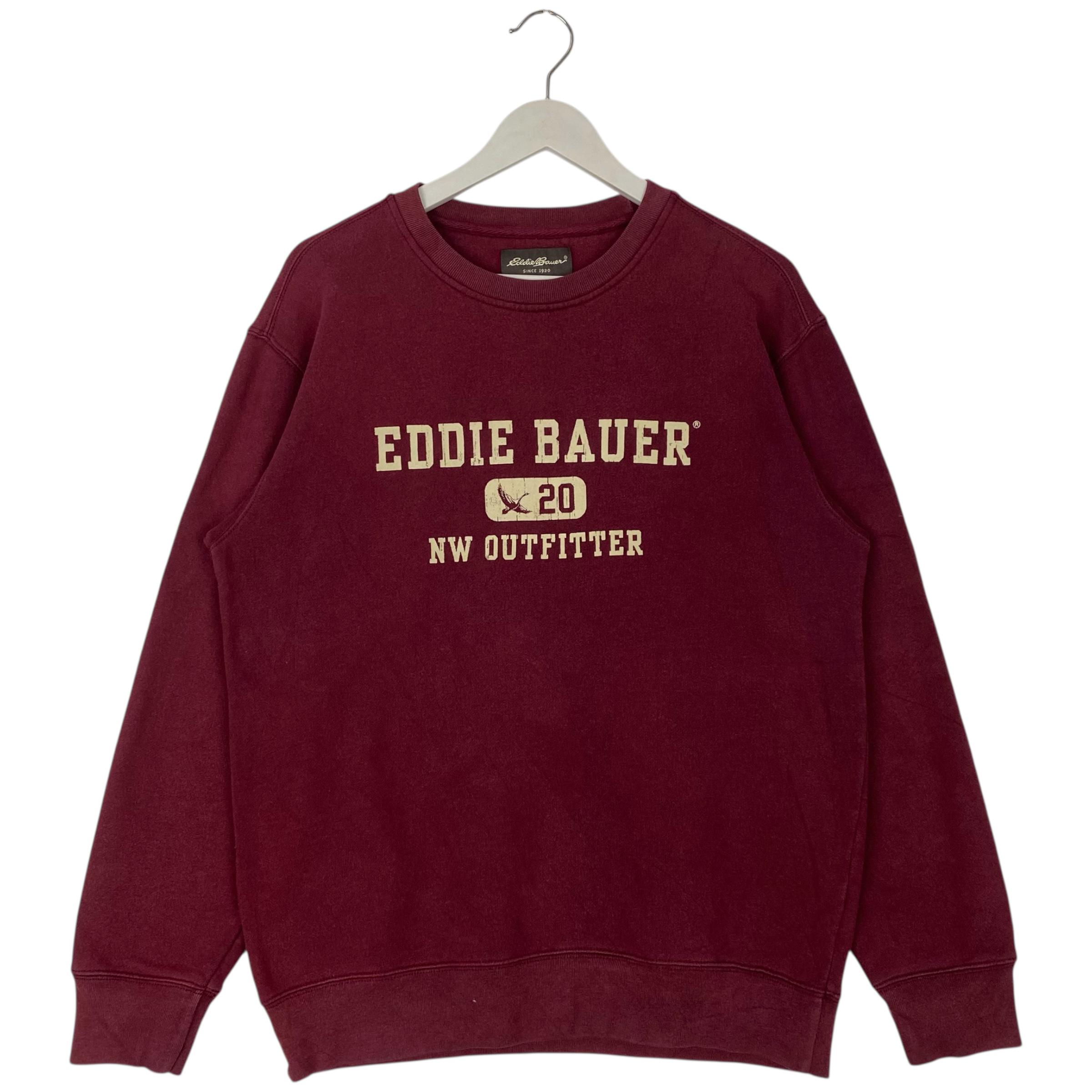 Vintage Eddie Bauer Sweatshirt Crewneck Big Logo Maroon Pullover 