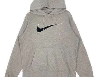 Vintage Nike hoodietrui groot logo grijze trui trui maat M