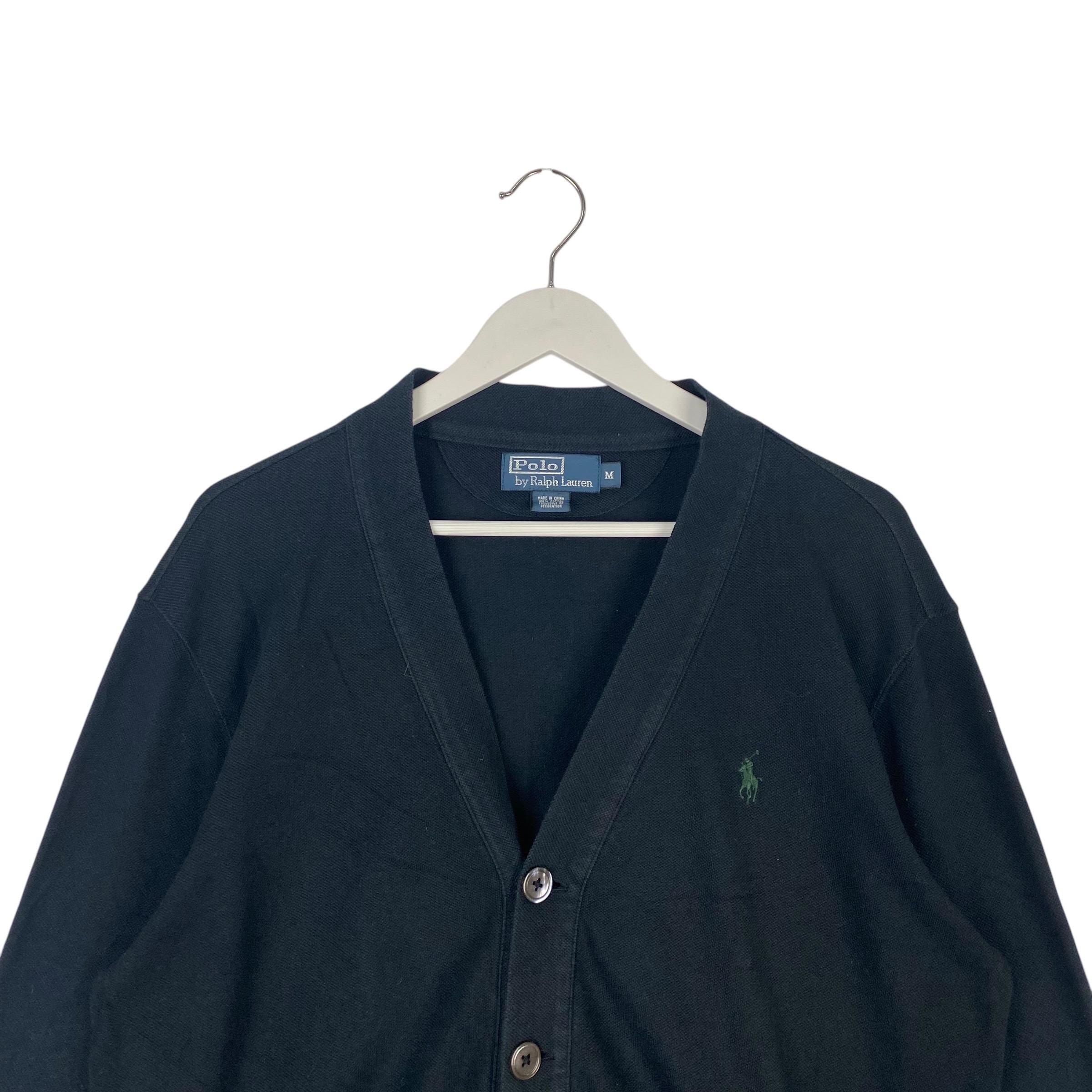 Vintage Ralph Lauren Polo Cardigan: Embroidered Black Pullover