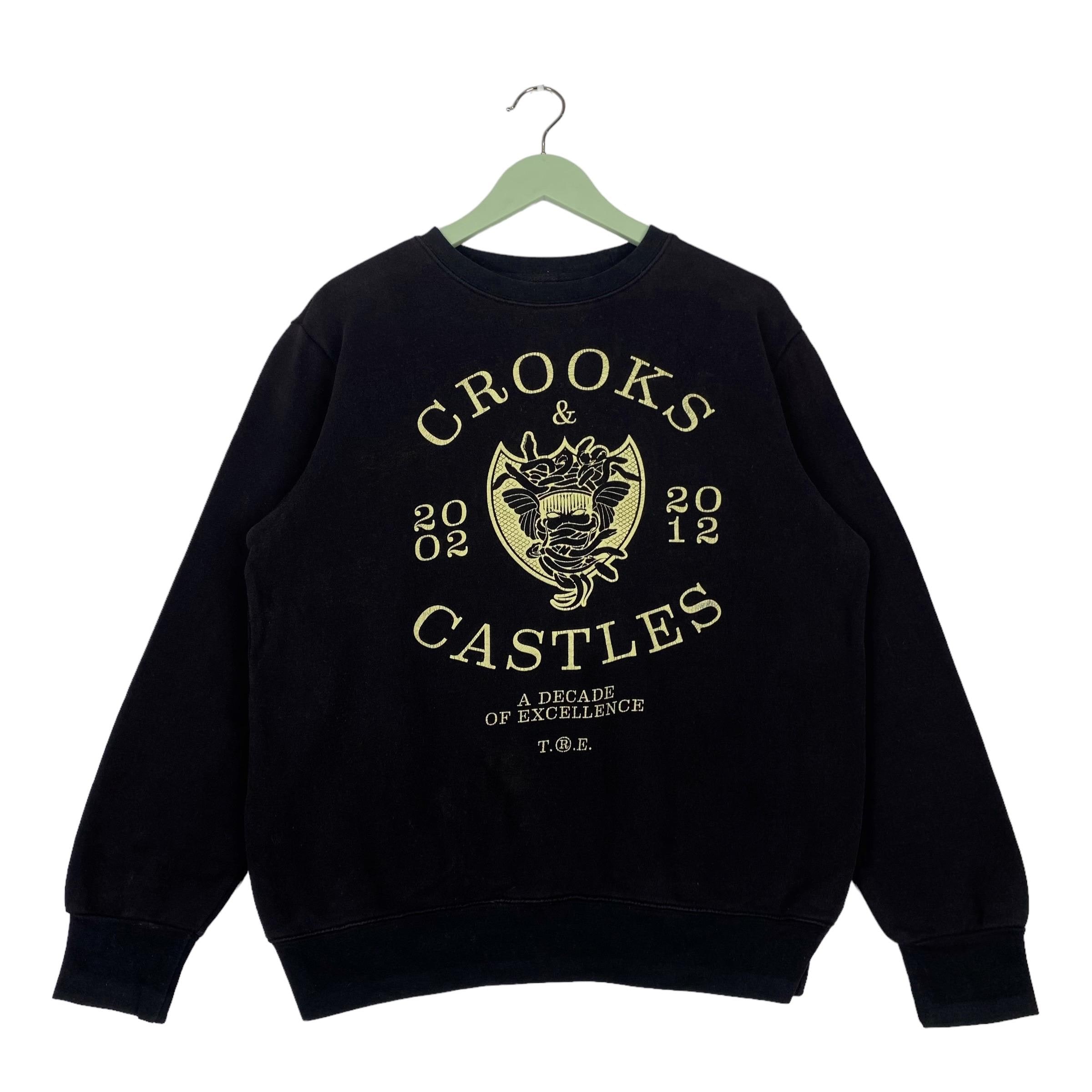 Vintage Crooks & Castle Printed Brand Logo Crewneck Sweatshirt