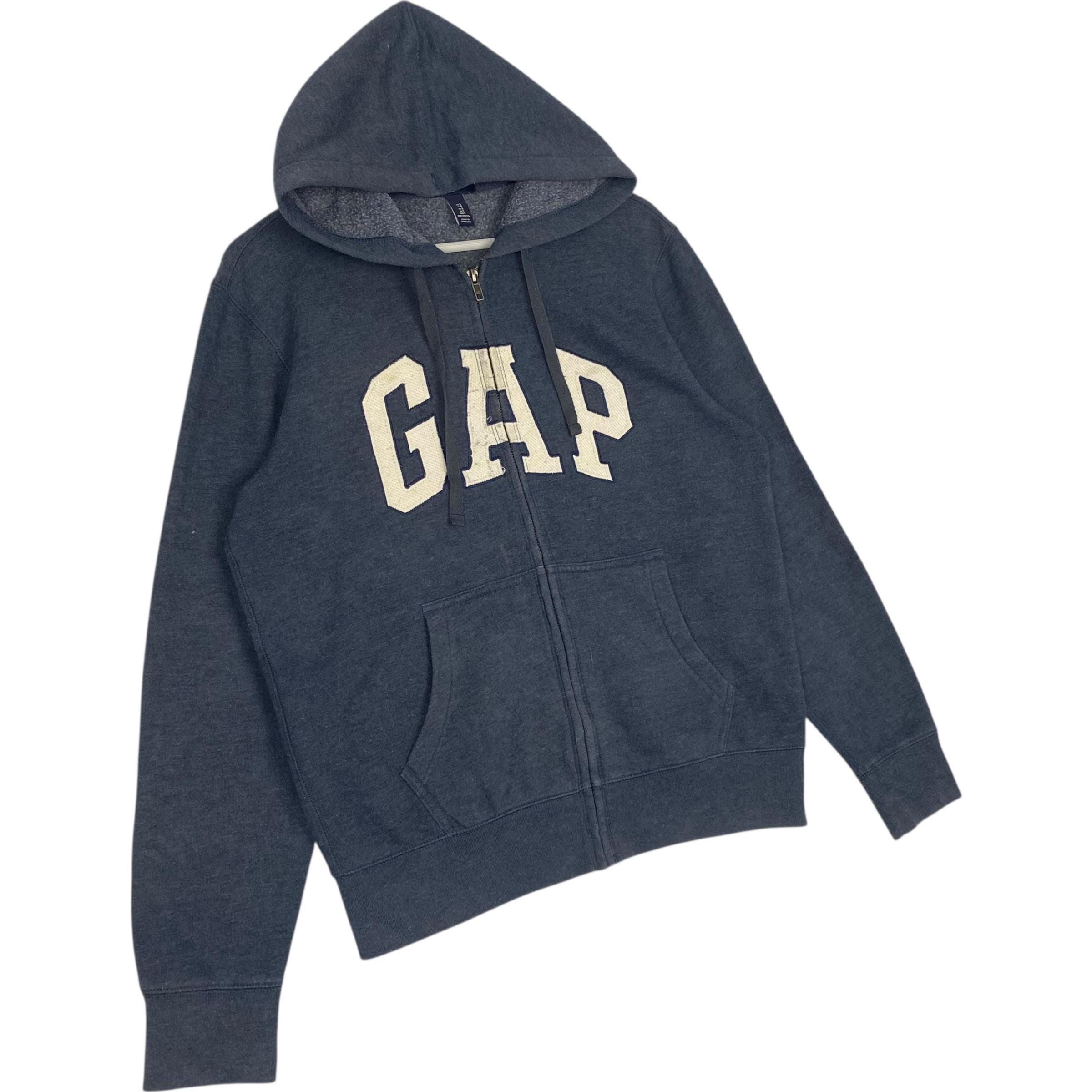 トップス 90s old gap zip hoodie Vintage GAP Hoodie Full Zip Big Logo Embroidered Navyblue Pullover