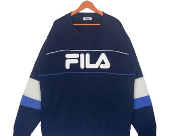 vintage Fila 3 tons sweat-shirt ras du cou pull pull taille XL
