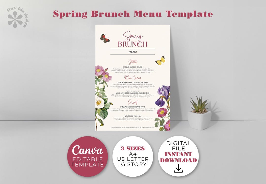 Floral Spring Menu Template: Editable in Canva (digital Download) - Etsy