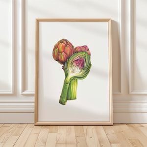 A4/ A5 Artischocken Blumen Buntstift Kunstdruck | Physisches Druckplakat | Wandkunst | Botanische Kunst | Acrylbild Home Decor [Ungerahmt]