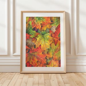 A4/ A5 Herbst Buntstift Kunstdruck | Physisches Druckplakat | Wandkunst | Botanische Kunst | Gemälde Wohnkultur | Blätter Malerei [Ungerahmt]