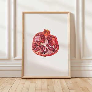 Impresión artística en lápiz de color granada A4/A5/impresión física/póster/arte de pared/arte botánico/pintura para decoración del hogar/flores [sin marco]