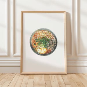 A5 Rindnudel ""Bun Bo Hue"" Buntstift Kunstdruck | Physisches Druckplakat | "Wandbild, Food Art, Gemälde, Wohnkultur ""Essen"" [Ungerahmt]"