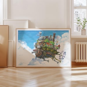 Impresión artística en lápiz de color de El castillo ambulante A4/A5 / Póster impreso en papel físico / Arte Ghibli / Pintura decorativa para el hogar / Póster colorido [Sin marco]