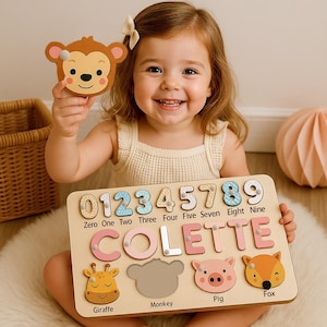 Personalized Numbers 1-10&4-7 Custom Elements Wooden Name Puzzle For Girls/Boys,Colorful Educational Toy with Name, Perfect for Preschoolers