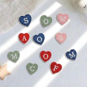 Mini Heart Letter Iron On Patches Personalized Alphabet Embroidery Coquette Cute DIY Name Patch
