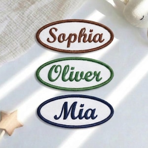 Custom Embroidered Name Patch, Decorative Retro Iron On Applique, Oval & Rectangle Clothing Tag, Personalized Uniform Badge