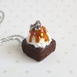 Ciondolo in miniatura a forma di gelato al brownie, collana, portachiavi, dessert in pasta polimerica, regalo per buongustai