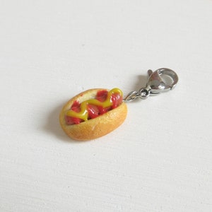 Mini Hot Dog Charm, Polymer Clay Accessories